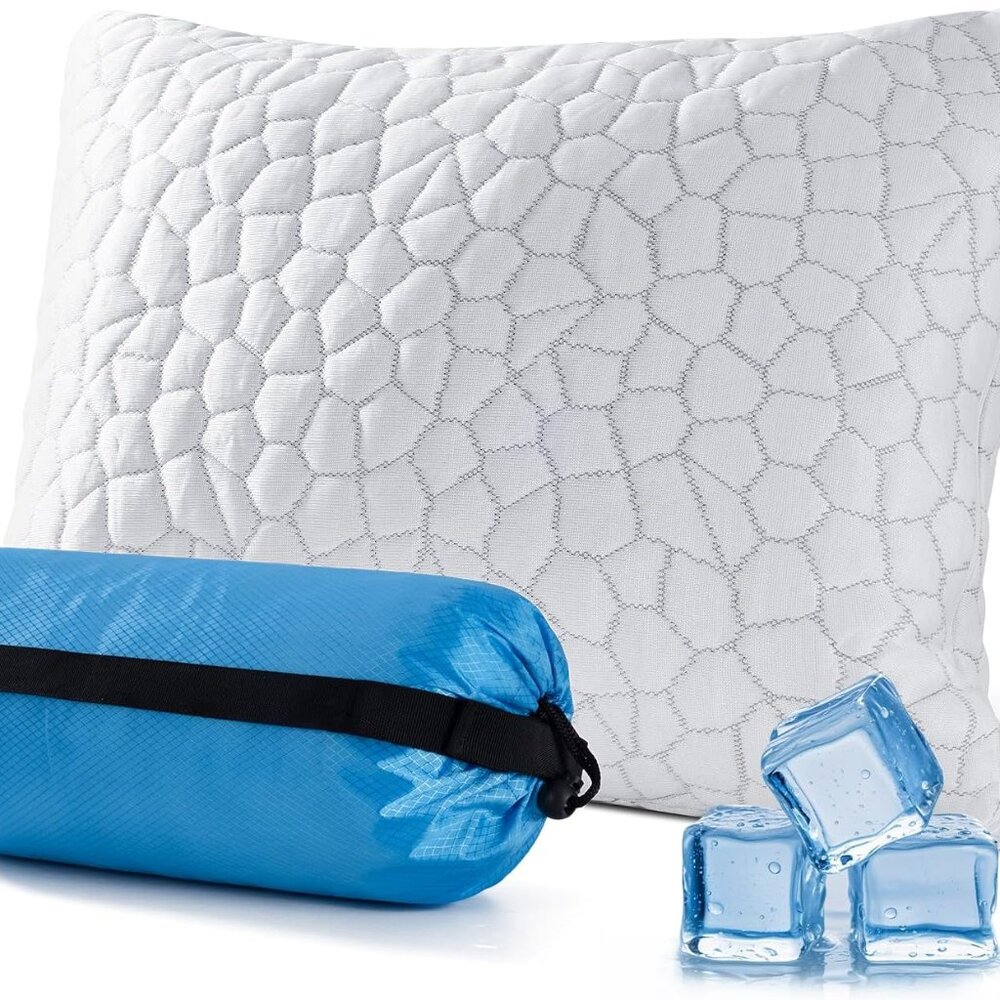 Small Travel Pillows For Sleeping, Cooling Memory Foam Camping Pillow, Backpacki